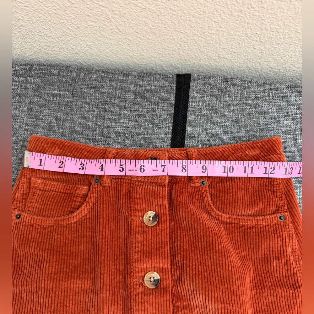 Faherty NWT Corduroy Button Front Mini Skirt Rust Orange Women’s XS - Picture 5 of 6